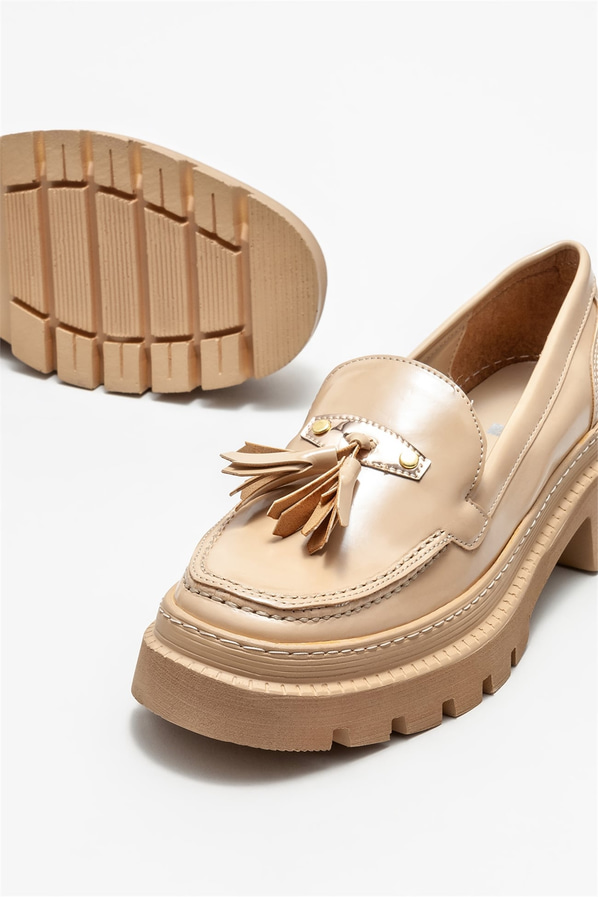 Naturel kadın loafer - Elle Shoes