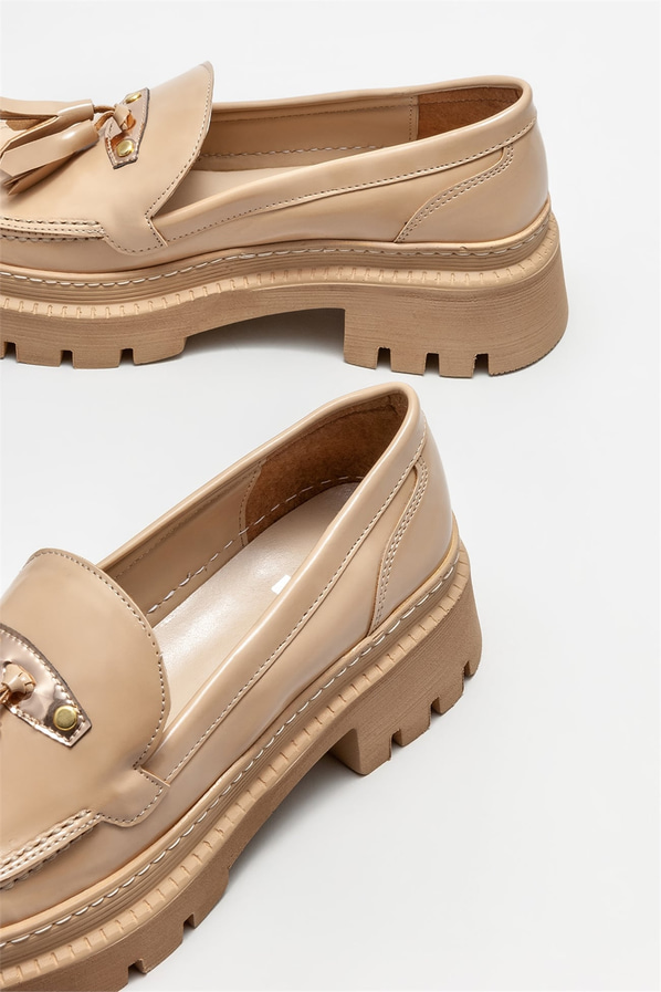 Naturel kadın loafer - Elle Shoes