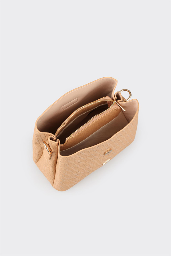 Naturel deri kadın omuz çantası, klasik stil için - Elle Shoes