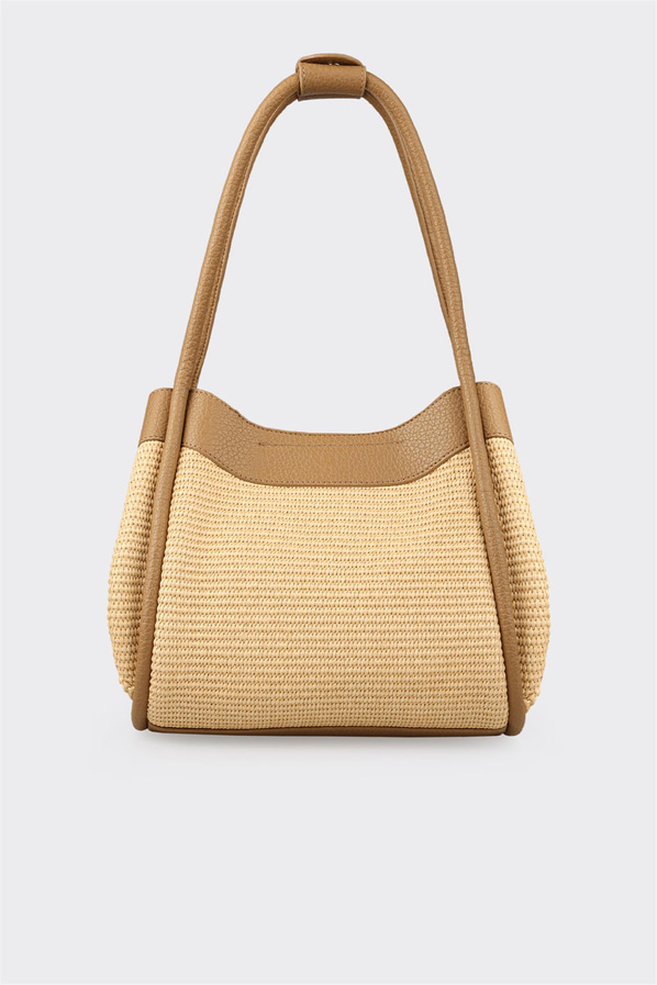 Naturel düz kadın omuz çantası - Elle Shoes