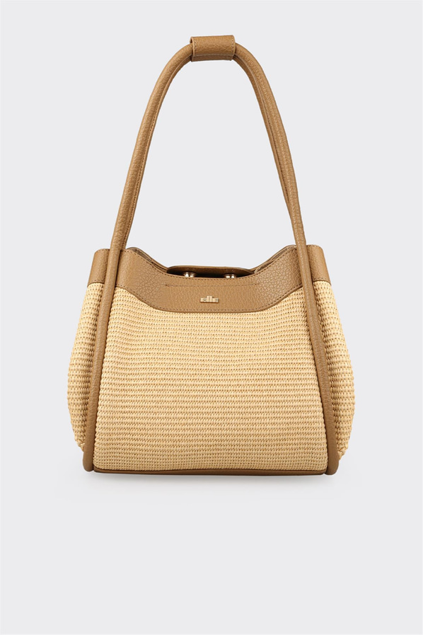 Naturel düz kadın omuz çantası - Elle Shoes