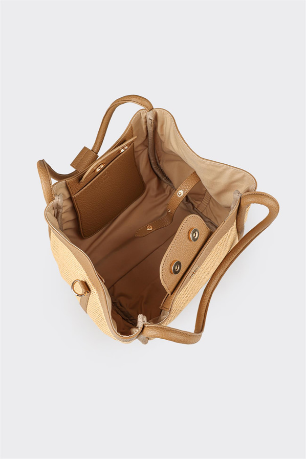 Naturel düz kadın omuz çantası - Elle Shoes