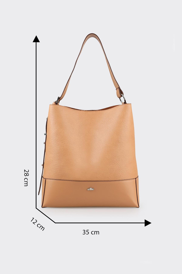 Naturel süet kadın omuz çantası, klasik stil için - Elle Shoes