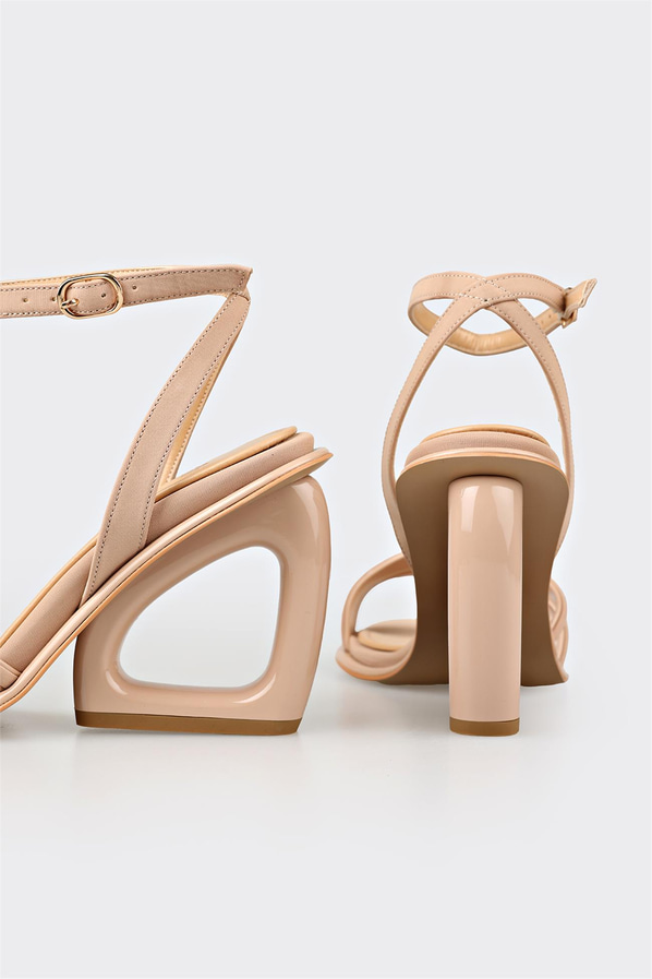 Naturel kadın topuklu sandalet - Elle Shoes
