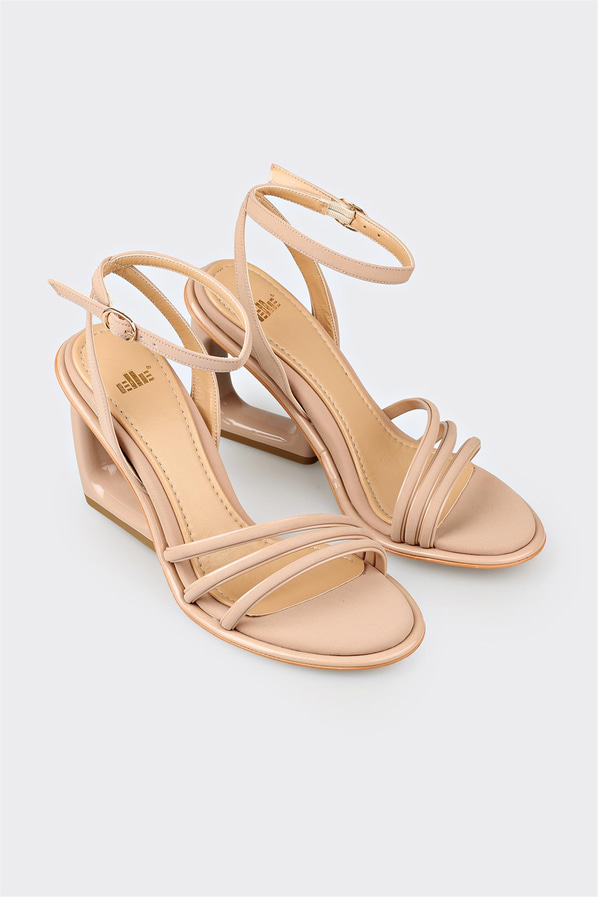 Naturel kadın topuklu sandalet - Elle Shoes