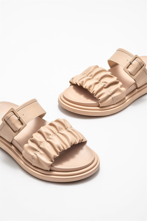 Naturel kadın düz terlik - Elle Shoes
