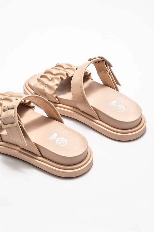 Naturel kadın düz terlik - Elle Shoes