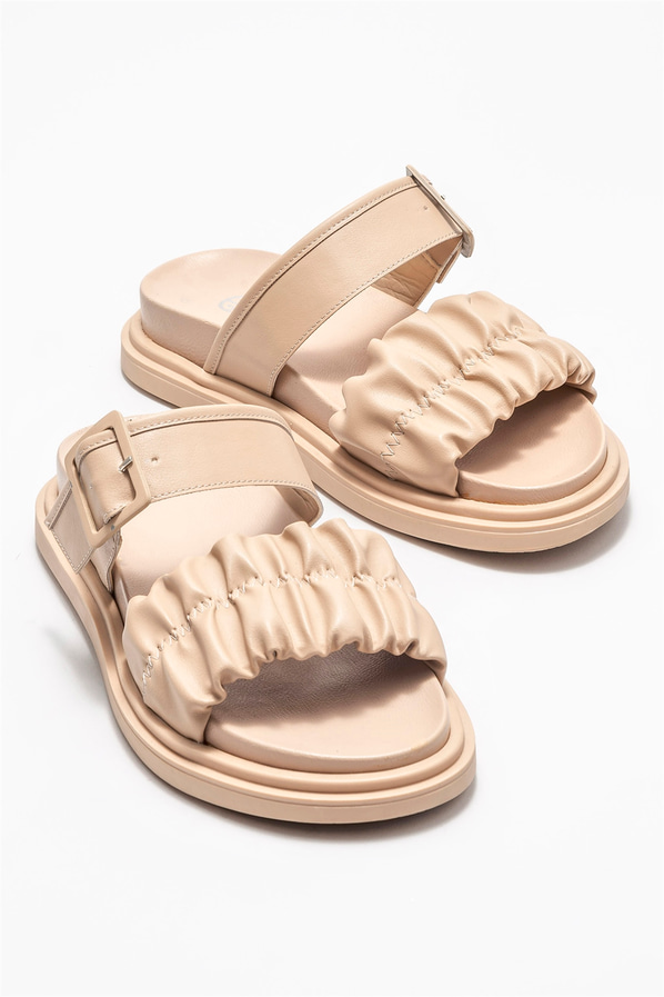 Naturel kadın düz terlik - Elle Shoes
