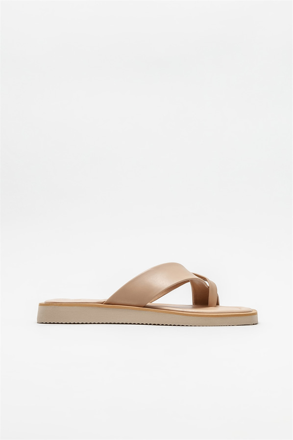 Naturel kadın düz terlik - Elle Shoes