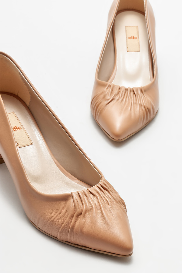 Naturel topuklu kadın ayakkabı - Elle Shoes