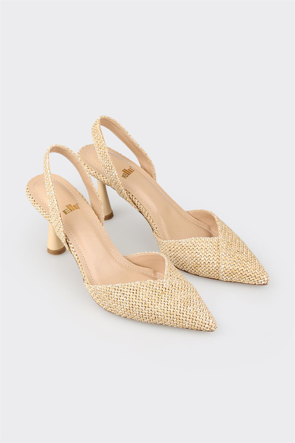 Naturel topuklu kadın ayakkabı - Elle Shoes