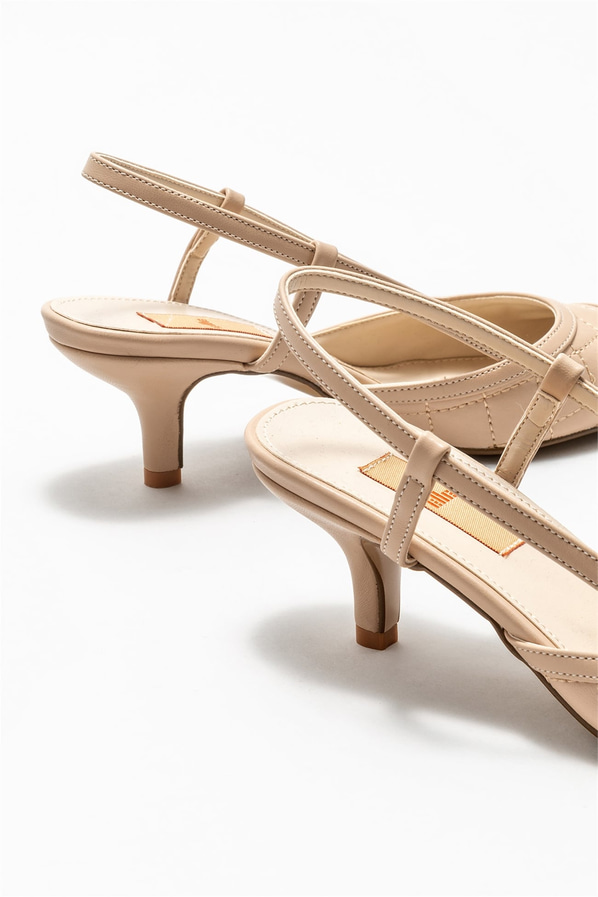Naturel topuklu kadın ayakkabı - Elle Shoes