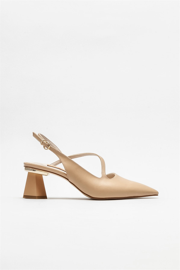 Naturel topuklu kadın ayakkabı - Elle Shoes