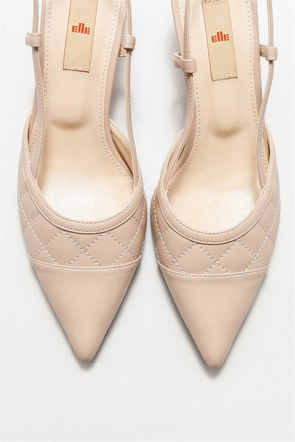 Naturel topuklu kadın ayakkabı - Elle Shoes
