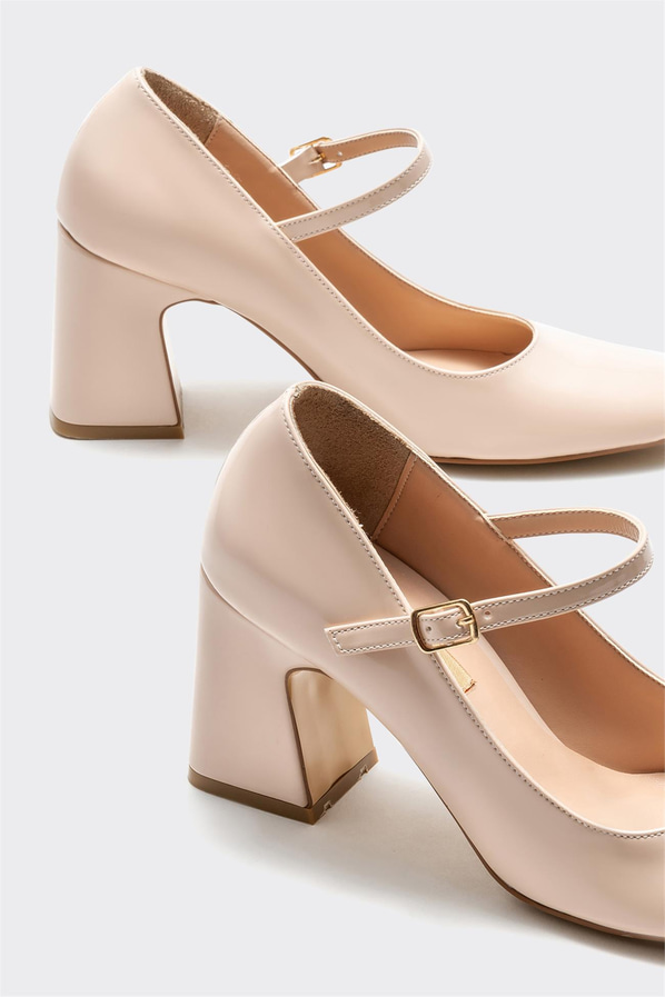 Naturel topuklu kadın ayakkabı - Elle Shoes