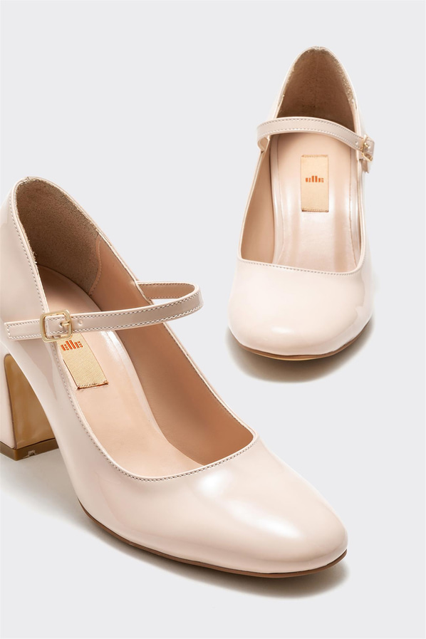 Naturel topuklu kadın ayakkabı - Elle Shoes