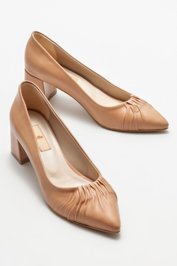 Naturel topuklu kadın ayakkabı - Elle Shoes