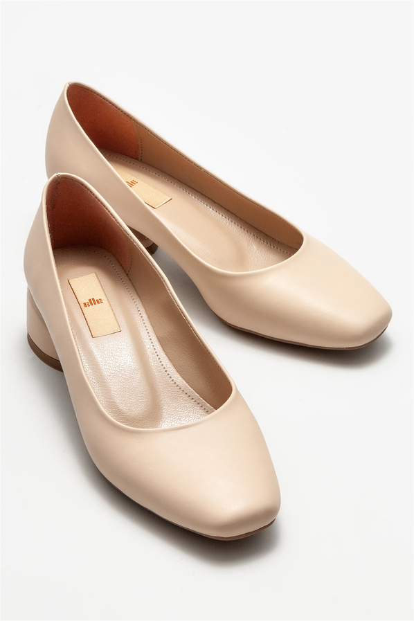 Naturel topuklu kadın ayakkabı - Elle Shoes