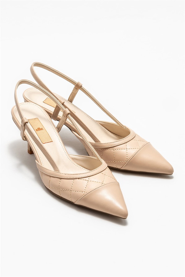 Naturel topuklu kadın ayakkabı - Elle Shoes
