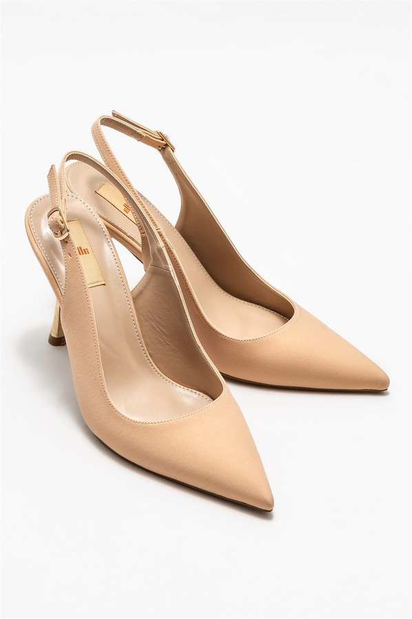Naturel sivri burunlu ince topuklu kadın ayakkabı, klasik stil için - Elle Shoes