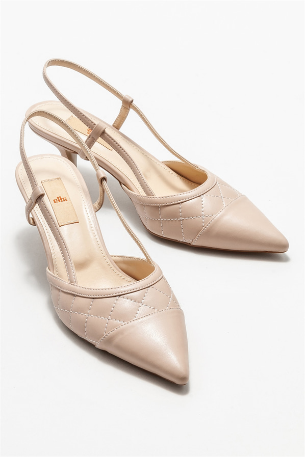 Naturel topuklu kadın ayakkabı - Elle Shoes