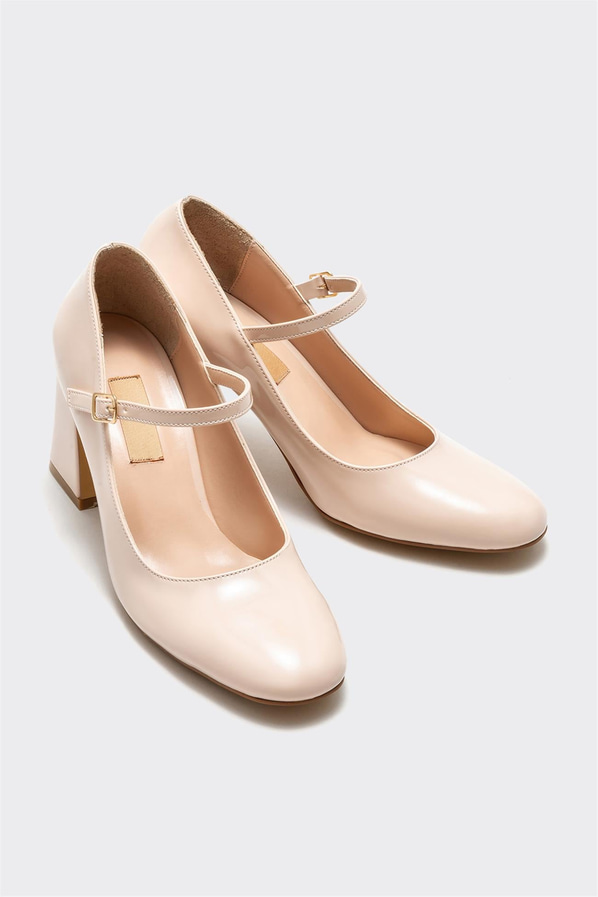 Naturel topuklu kadın ayakkabı - Elle Shoes