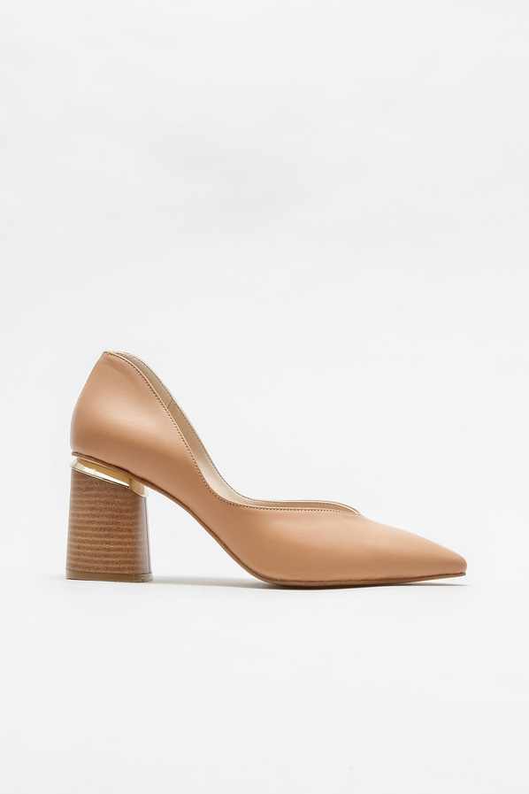 Naturel topuklu kadın ayakkabı - Elle Shoes