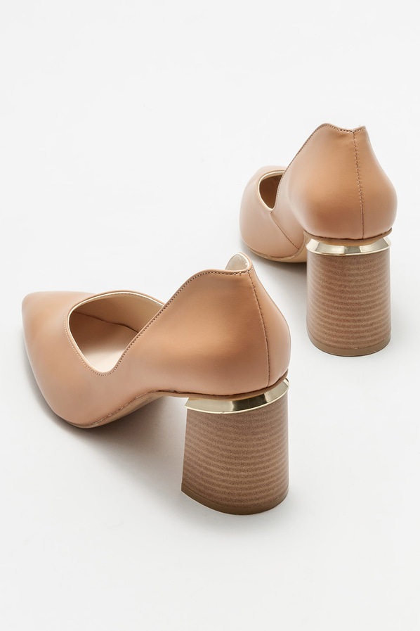 Naturel topuklu kadın ayakkabı - Elle Shoes