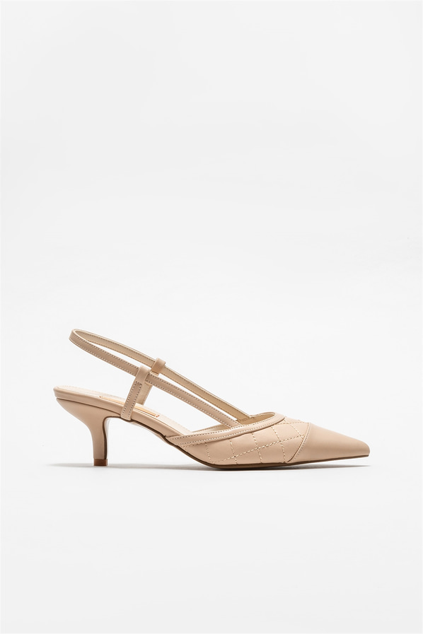 Naturel topuklu kadın ayakkabı - Elle Shoes