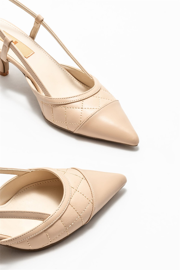 Naturel topuklu kadın ayakkabı - Elle Shoes
