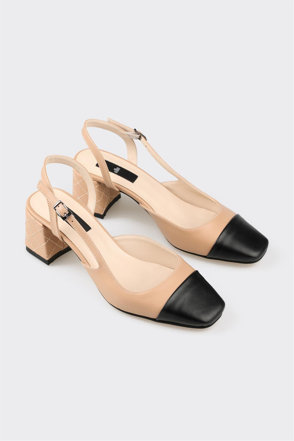 Naturel topuklu kadın ayakkabı - Elle Shoes