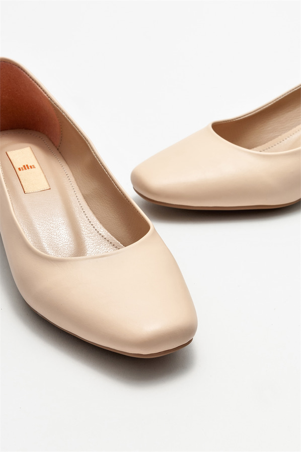 Naturel topuklu kadın ayakkabı - Elle Shoes