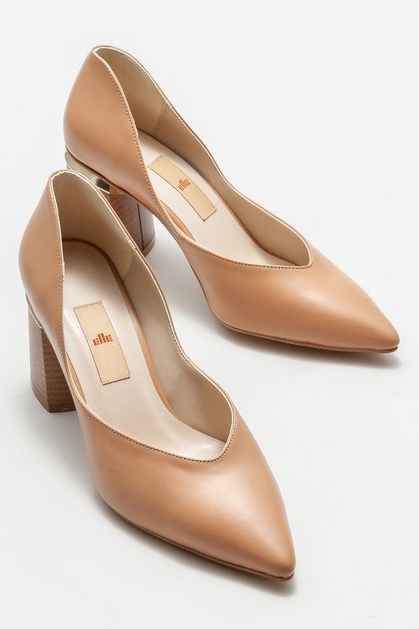 Naturel topuklu kadın ayakkabı - Elle Shoes