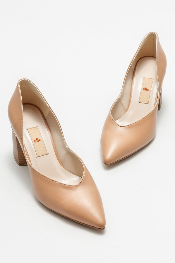 Naturel topuklu kadın ayakkabı - Elle Shoes