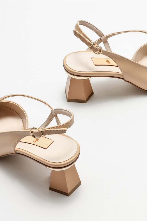 Naturel topuklu kadın ayakkabı - Elle Shoes