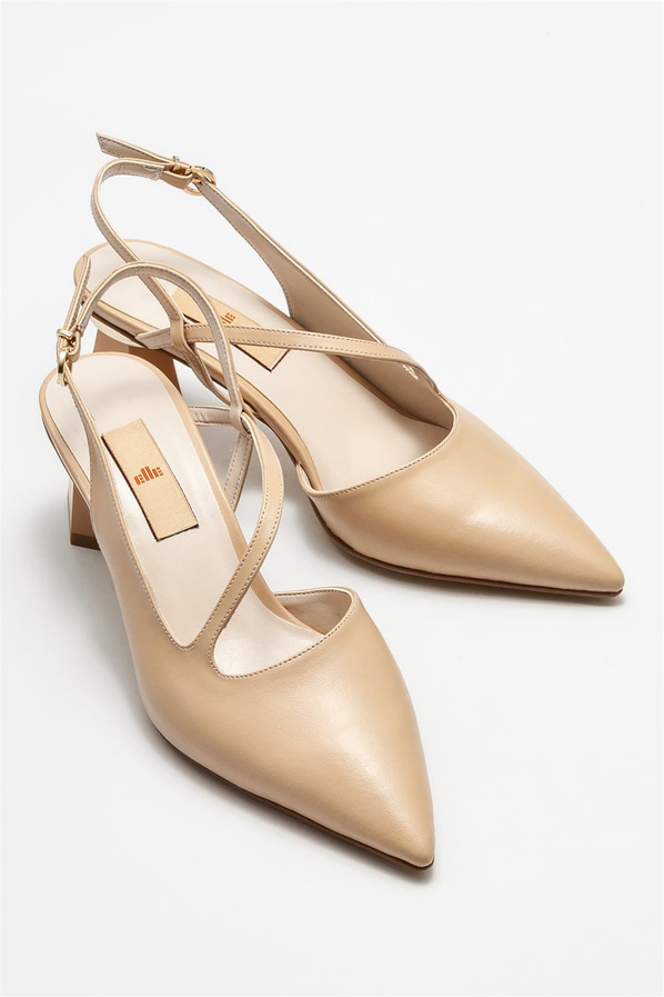 Naturel topuklu kadın ayakkabı - Elle Shoes
