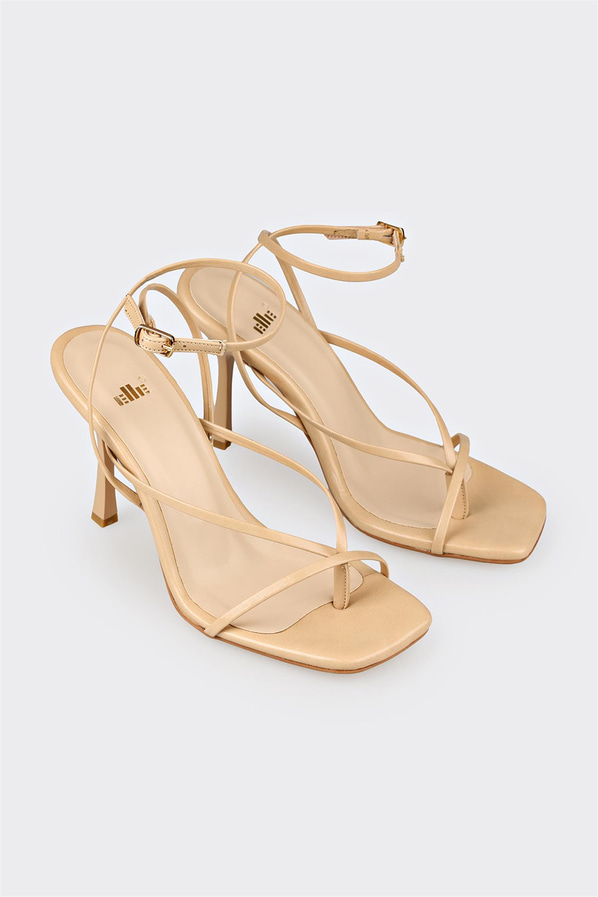 Naturel düz topuklu kadın sandalet, ofis stili için - Elle Shoes