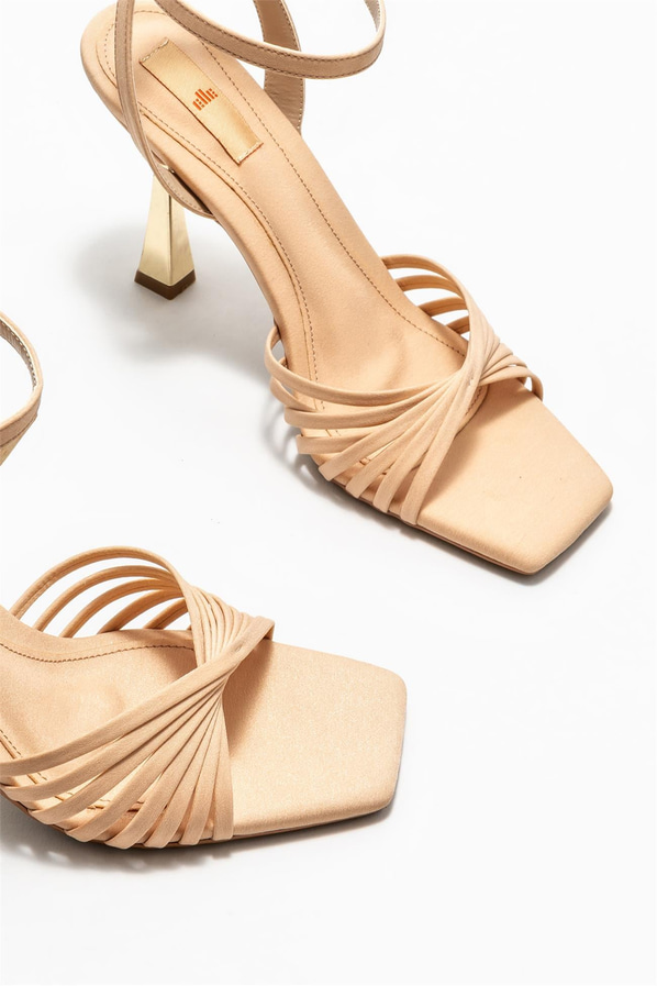 Naturel topuklu kadın sandalet - Elle Shoes