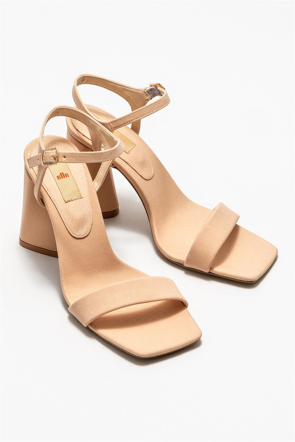 Naturel topuklu kadın sandalet - Elle Shoes