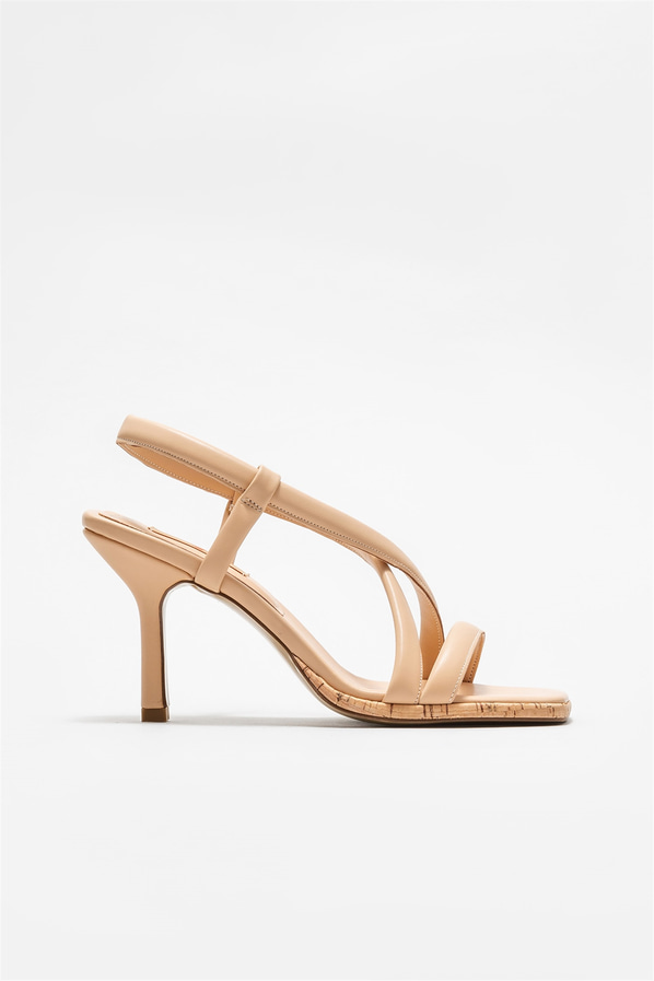 Naturel topuklu kadın sandalet - Elle Shoes