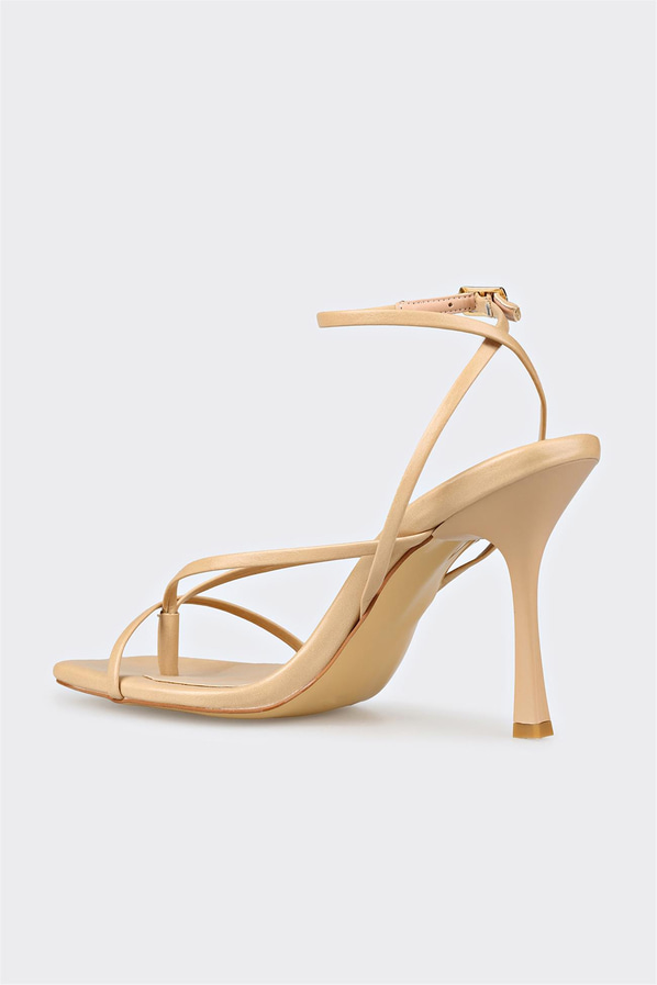 Naturel düz topuklu kadın sandalet, ofis stili için - Elle Shoes