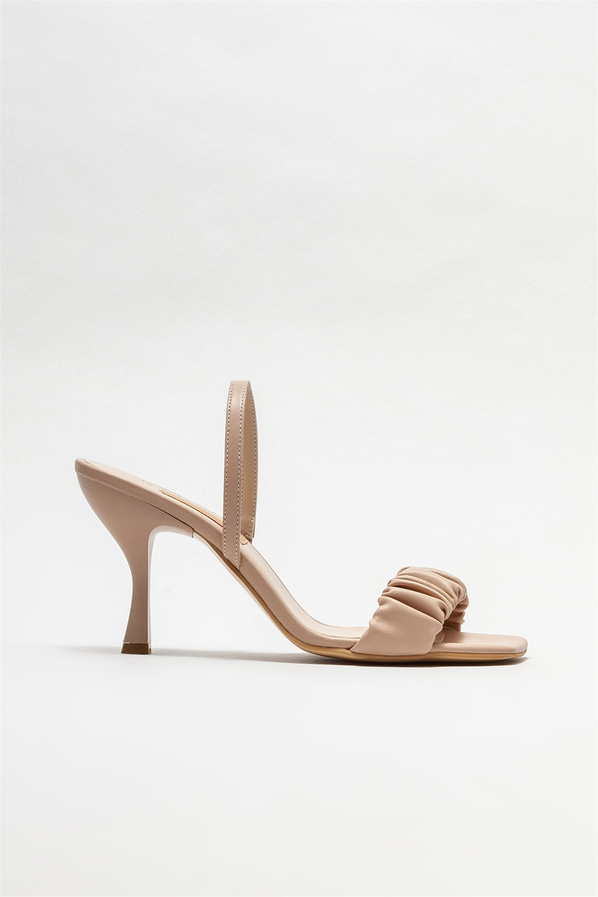 Naturel topuklu kadın sandalet - Elle Shoes