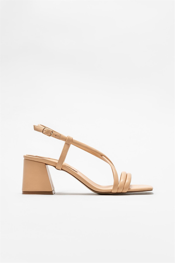 Naturel topuklu kadın sandalet - Elle Shoes