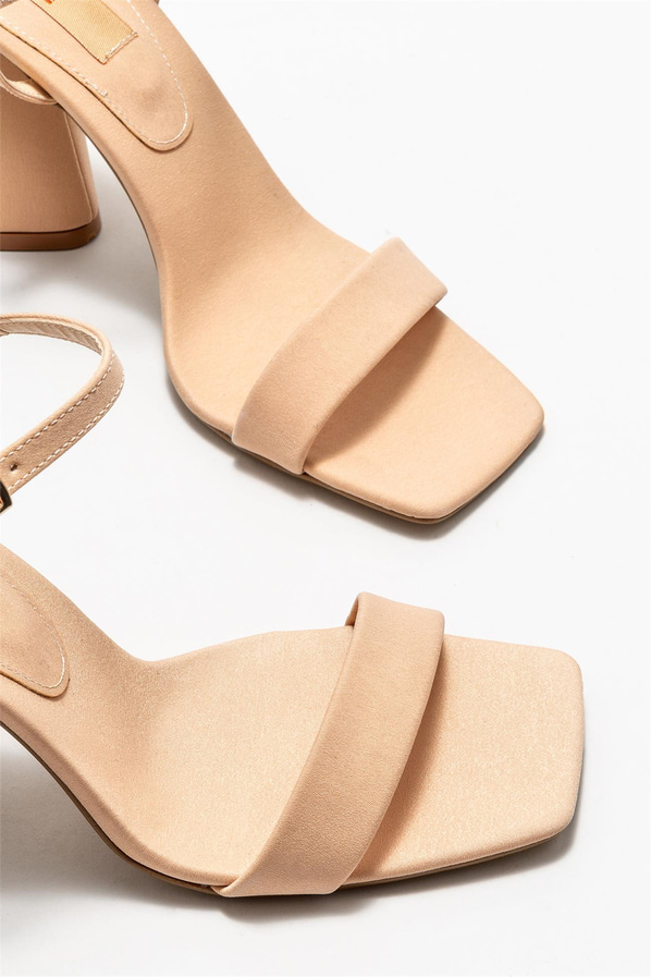 Naturel topuklu kadın sandalet - Elle Shoes