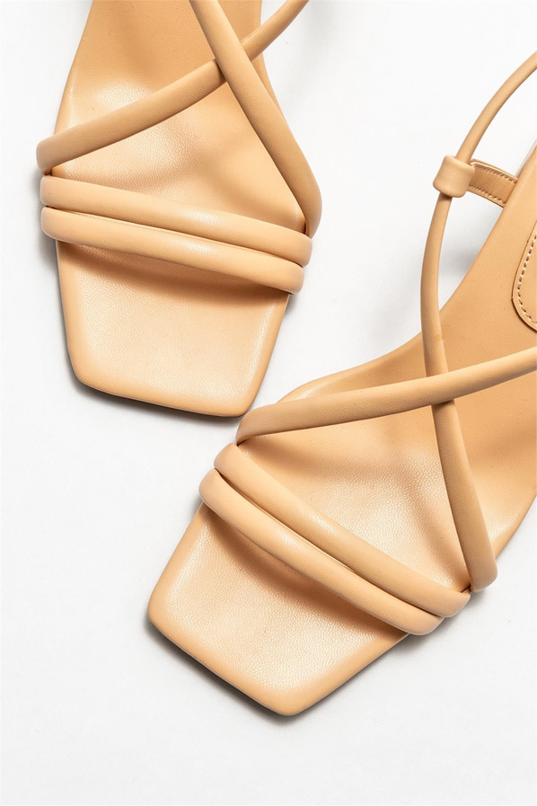 Naturel topuklu kadın sandalet - Elle Shoes