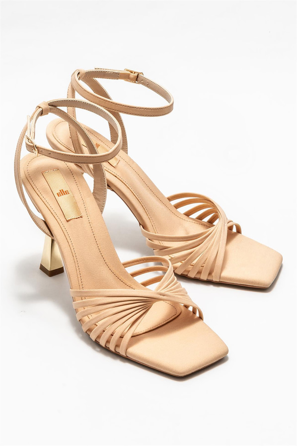 Naturel topuklu kadın sandalet - Elle Shoes