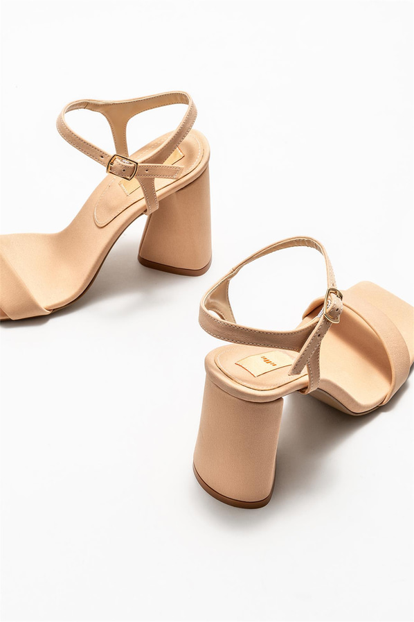 Naturel topuklu kadın sandalet - Elle Shoes
