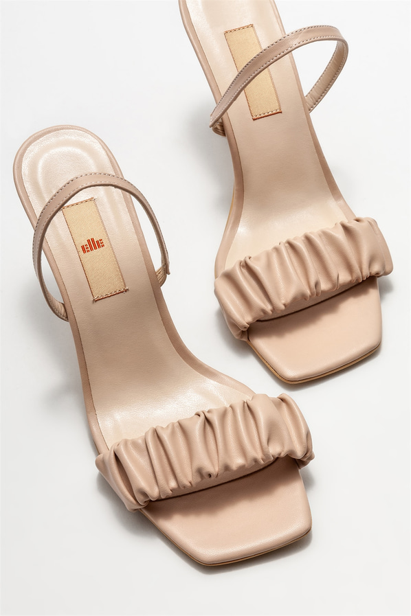 Naturel topuklu kadın sandalet - Elle Shoes