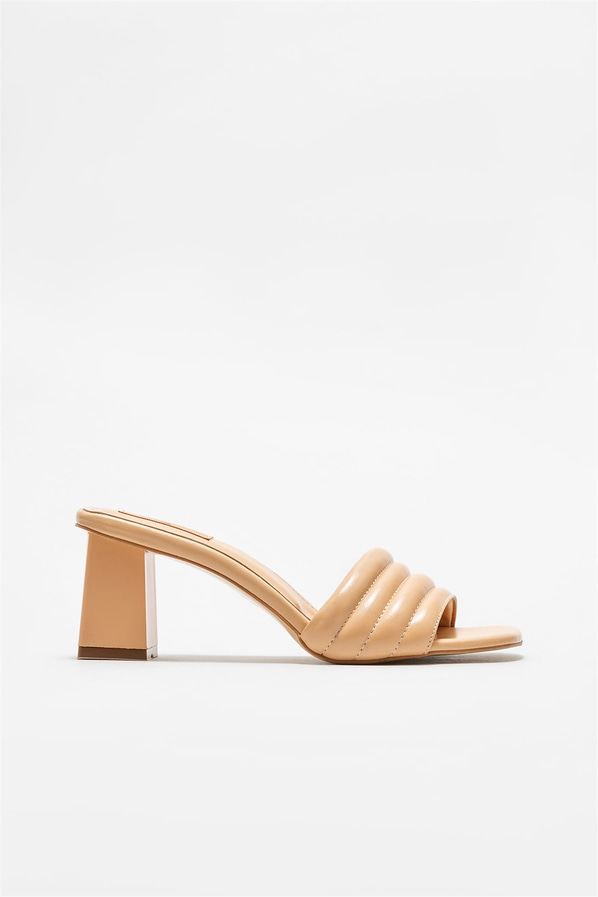 Naturel topuklu kadın terlik - Elle Shoes