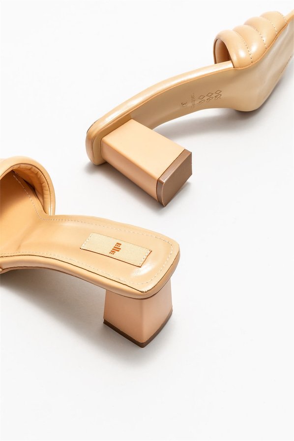Naturel topuklu kadın terlik - Elle Shoes